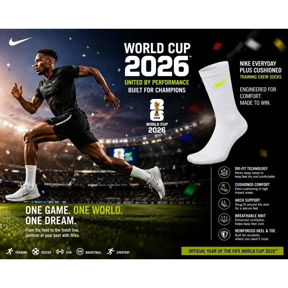 Nike Everyday Plus Cushioned Training Crew Socks – 12 Pairs (2 Sets of 6 Pairs)